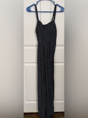 Abercrombie & Fitch Navy Polka Dot Wide-Leg Jumpsuit